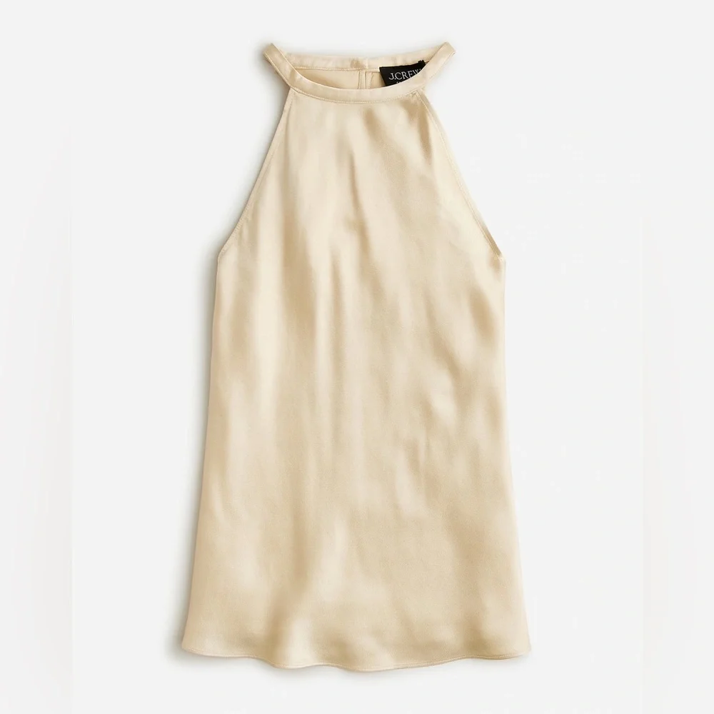 J. Crew Cream Halter Neck Silk Top